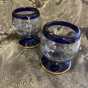 Unique Handblown Mexican Cobalt Glass Snifters